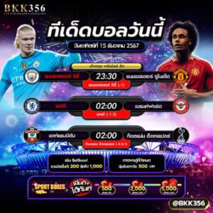 ทีเด็ดบอลวันนี้ วันอาทิตย์ที่ 15 ธันวาคม 2567