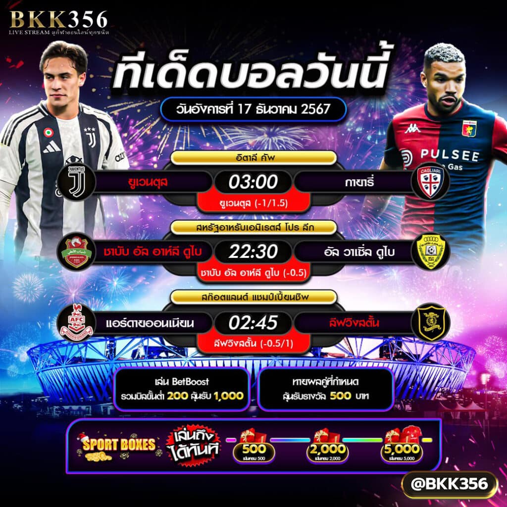 ที่เด็ดบอลวันนี้ วันอังคารที่ 17 ธันวาคม 2567